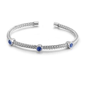 Elegant Stainless Steel Bracelet with Blue Zirconia